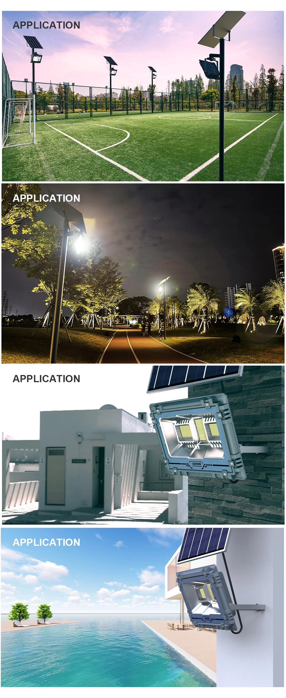 100W Solar Powered Motion Activated LED Security Flood Lights