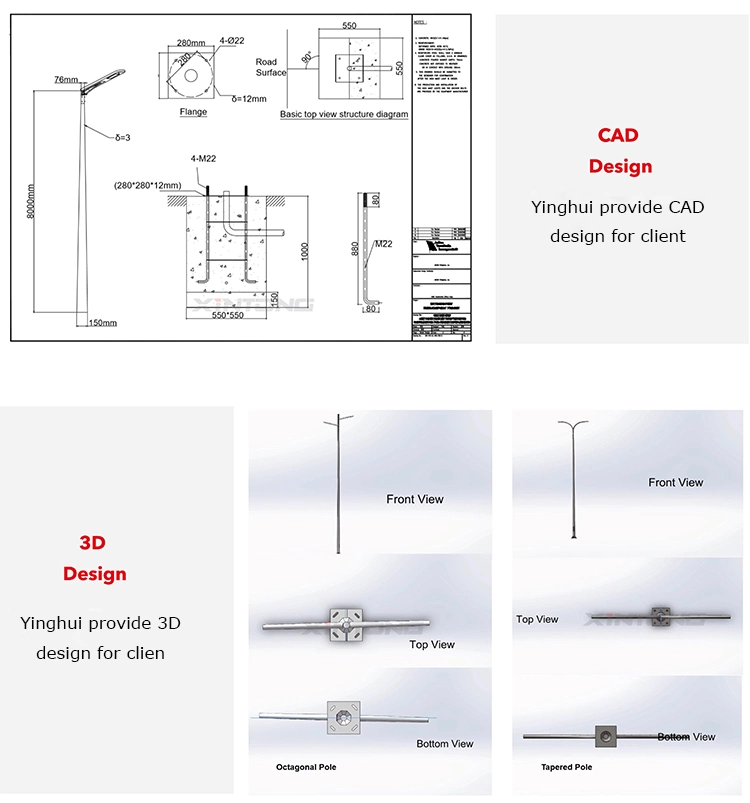 20m 25m 30m Good Price Flood Light Steel High Mast Pole